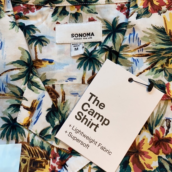 Sonoma Men’s Medium Tropic “Camp Shirt” Short Sleeve Button Shirt D26 - Picture 5 of 10